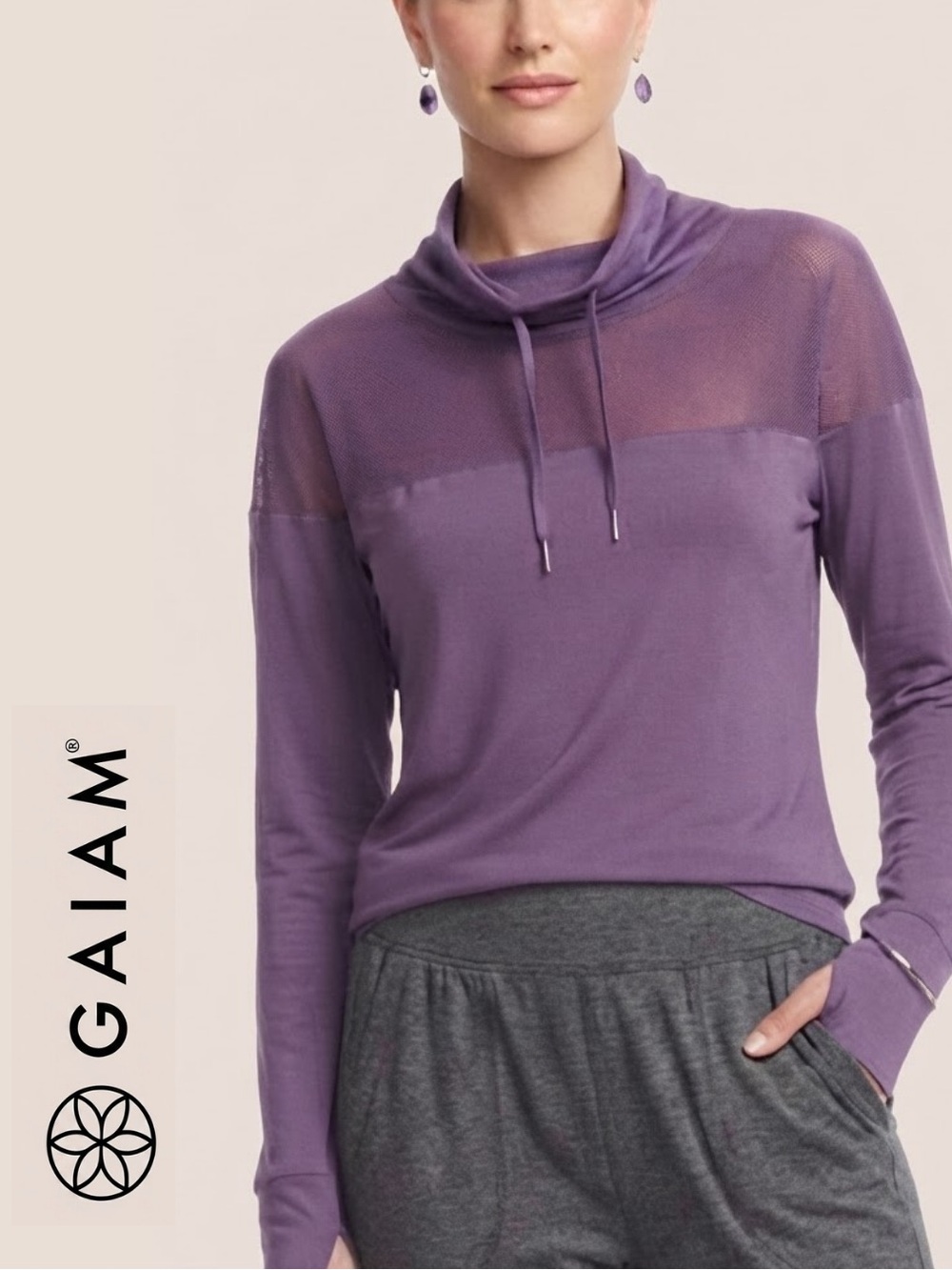 Hoodie • NWOT
Gaiam • Mesh Panel Cowl Neck Hoodie - Picture 1 of 3